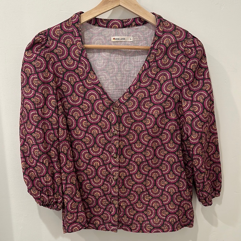 Mille Life Patterned Blouse - Pink and Purple